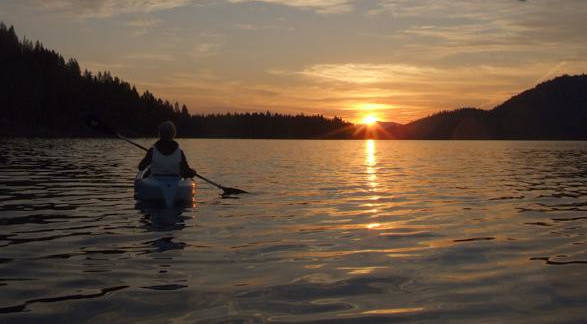 Sunset and kayak